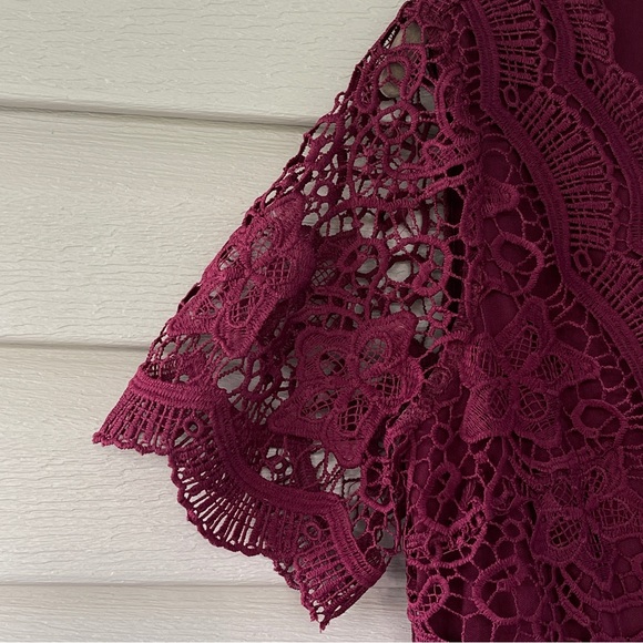 Lulus Angel in Disguise Burgundy Lace Skater Cocktail Dress Size M - Picture 10 of 12